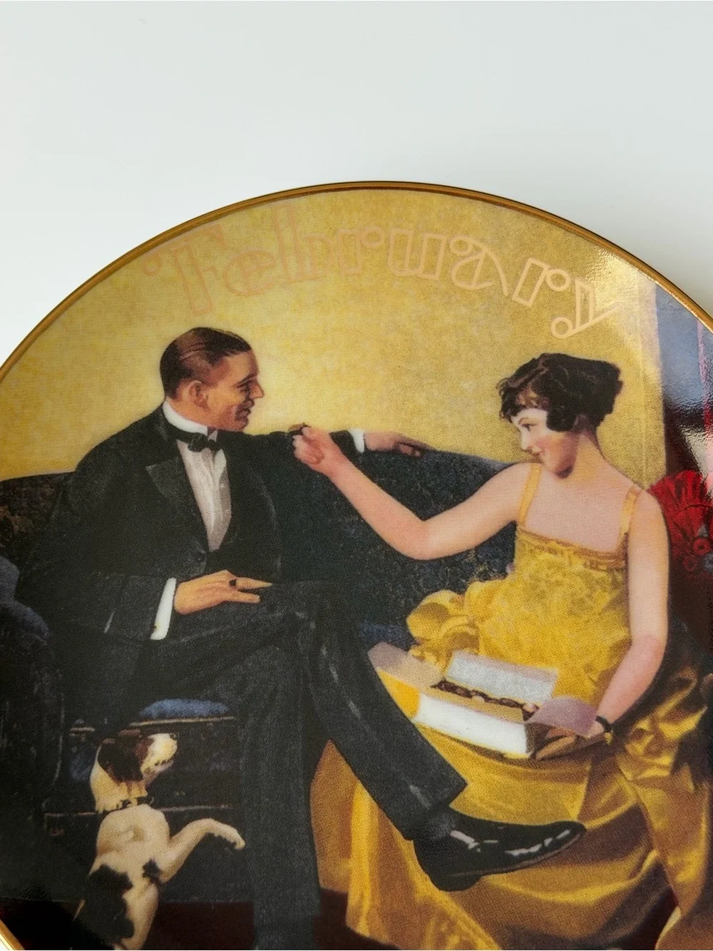 The Bradford Exchange Norman Rockwell “February: Flirting in the Parlor” Plate